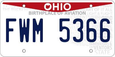 OH license plate FWM5366