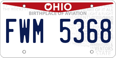 OH license plate FWM5368