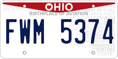 OH license plate FWM5374