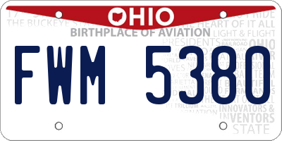 OH license plate FWM5380