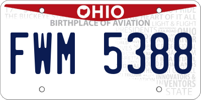 OH license plate FWM5388