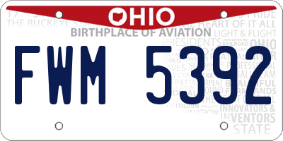 OH license plate FWM5392