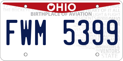 OH license plate FWM5399