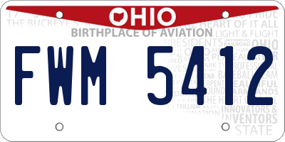 OH license plate FWM5412