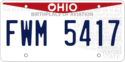 OH license plate FWM5417
