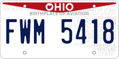 OH license plate FWM5418
