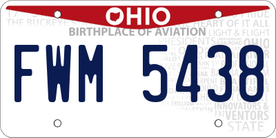 OH license plate FWM5438