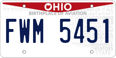 OH license plate FWM5451