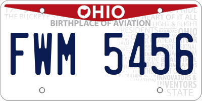 OH license plate FWM5456