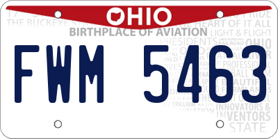 OH license plate FWM5463