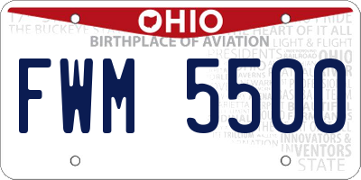 OH license plate FWM5500