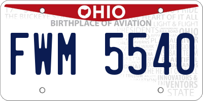 OH license plate FWM5540