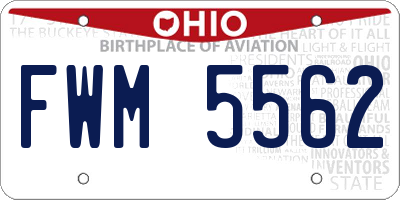 OH license plate FWM5562