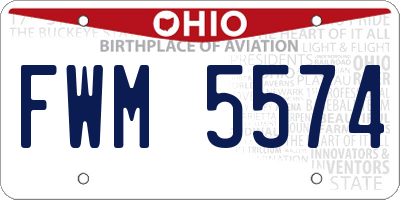 OH license plate FWM5574