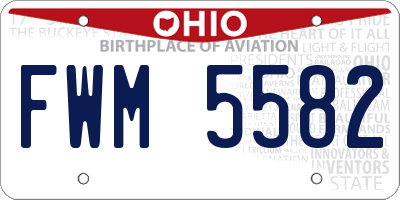 OH license plate FWM5582