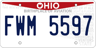 OH license plate FWM5597