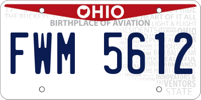 OH license plate FWM5612