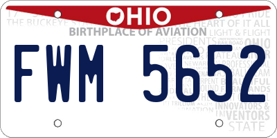 OH license plate FWM5652