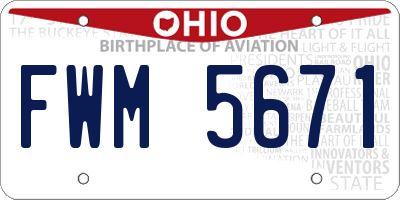 OH license plate FWM5671