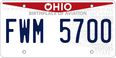 OH license plate FWM5700