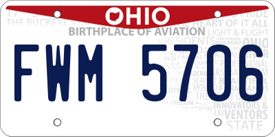 OH license plate FWM5706