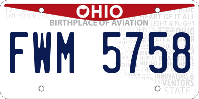 OH license plate FWM5758