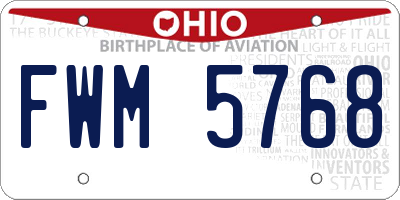 OH license plate FWM5768