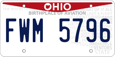 OH license plate FWM5796