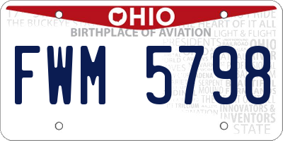 OH license plate FWM5798