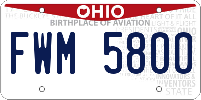 OH license plate FWM5800