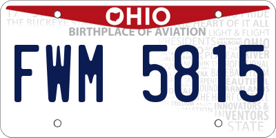 OH license plate FWM5815