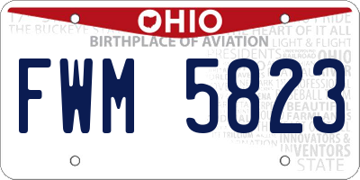 OH license plate FWM5823