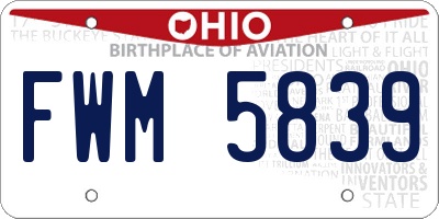OH license plate FWM5839
