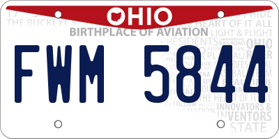 OH license plate FWM5844