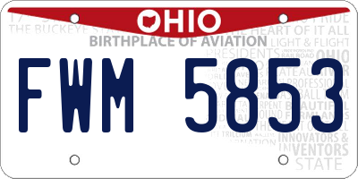 OH license plate FWM5853