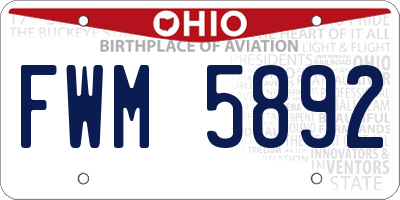 OH license plate FWM5892