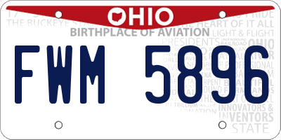OH license plate FWM5896