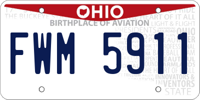 OH license plate FWM5911