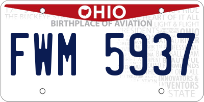OH license plate FWM5937