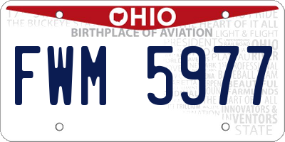 OH license plate FWM5977