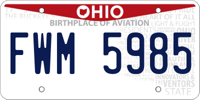 OH license plate FWM5985