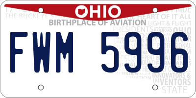 OH license plate FWM5996