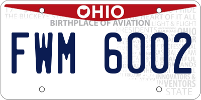 OH license plate FWM6002