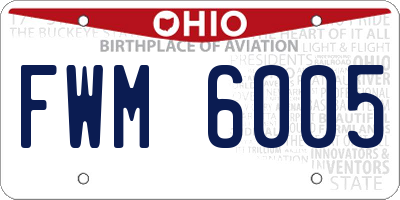 OH license plate FWM6005