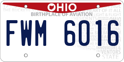 OH license plate FWM6016