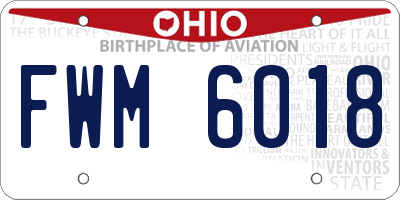 OH license plate FWM6018