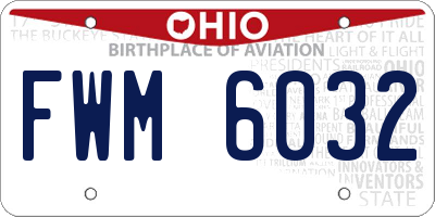 OH license plate FWM6032