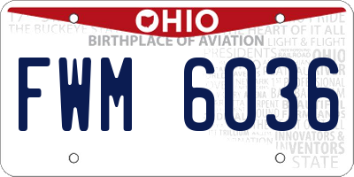 OH license plate FWM6036