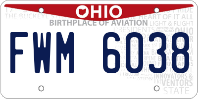 OH license plate FWM6038