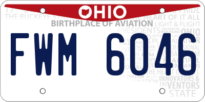 OH license plate FWM6046